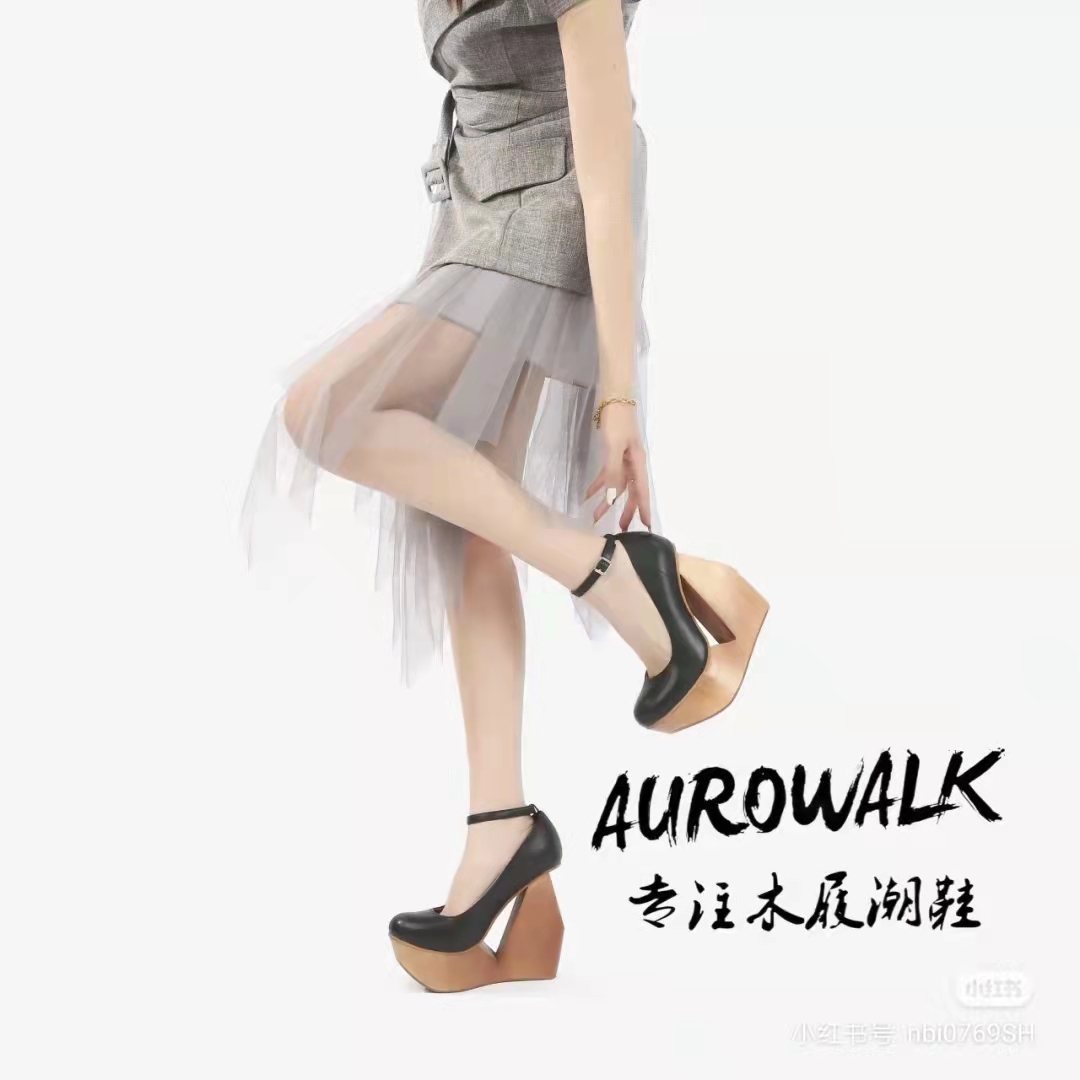 AUROWALK特色原木玛丽珍鞋